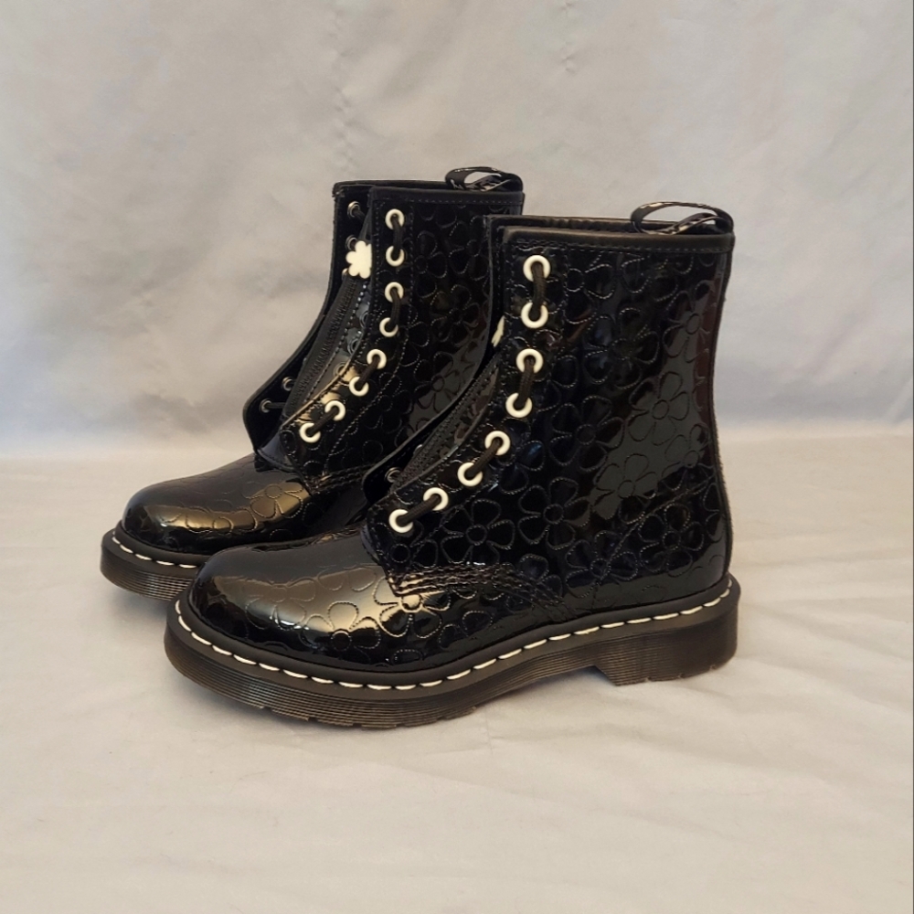 Dr. Martens Black Floral Combat Boots